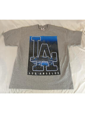 Los Angeles Dodgers T-Shirt Chavez Ravine Tee 100% Cotton Mens 2XL Gray